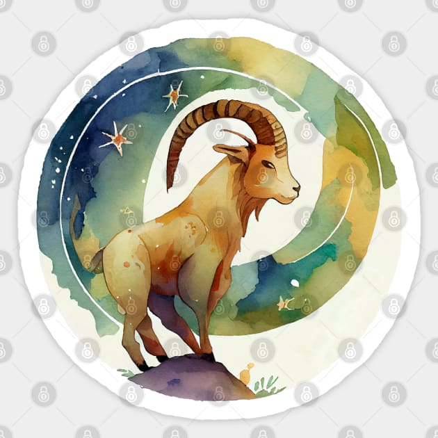 Watercolor Zodiac Capricorn Sticker by artsyindc